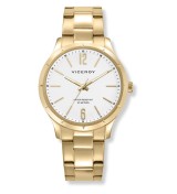 Reloj Viceroy dorado para hombre con esfera blanca elegante y correa metálica