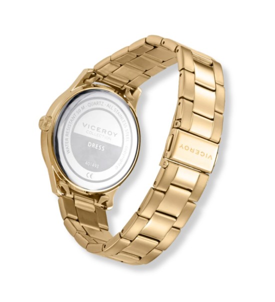 Reloj Viceroy dorado para hombre con esfera blanca elegante y correa metálica