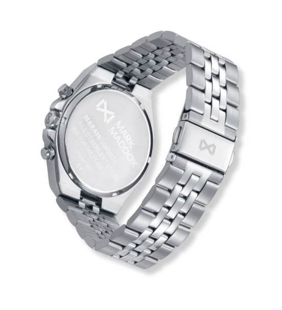 Reloj Mark Maddox para hombre con cronógrafo, esfera negra y correa de acero elegante