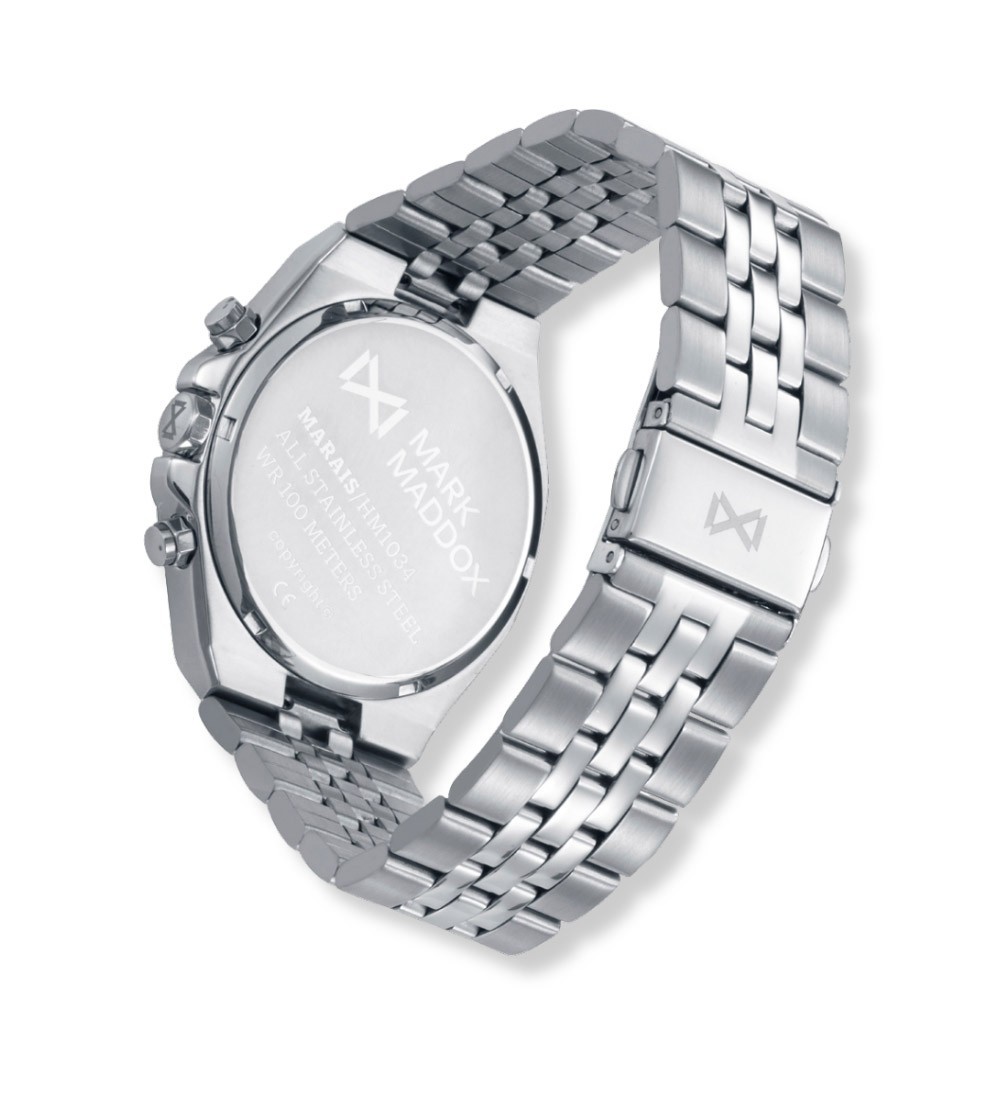 Reloj Mark Maddox para hombre con cronógrafo, esfera negra y correa de acero elegante