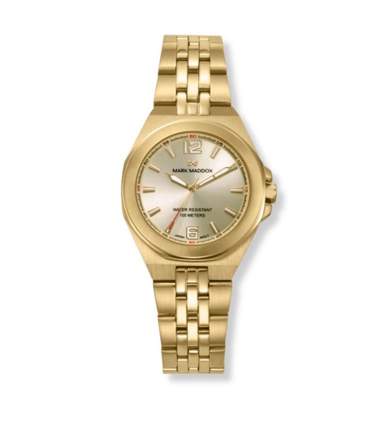Reloj dorado Mark Maddox para mujer con pulsera metálica y esfera elegante minimalista