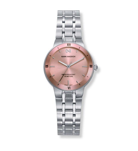 Reloj Mark Maddox de mujer con esfera rosa y pulsera de acero inoxidable