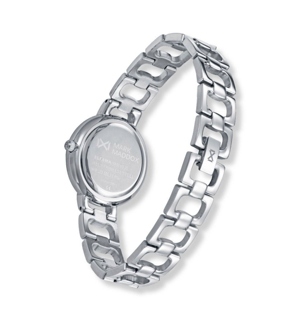 Reloj Mark Maddox para mujer con esfera verde suave y correa metálica elegante