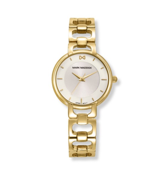 Reloj Mark Maddox dorado para mujer con pulsera metálica elegante y esfera minimalista