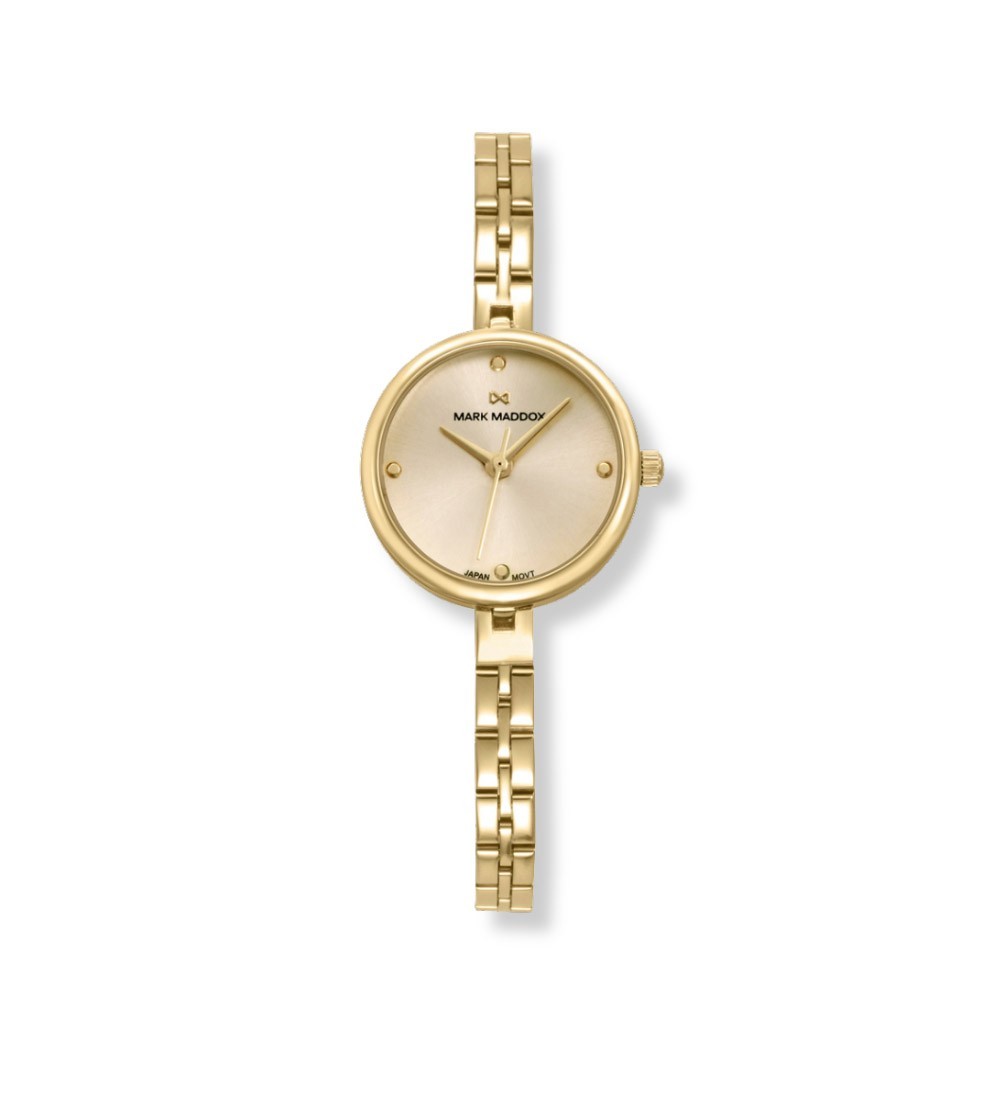Reloj Mark Maddox dorado para mujer con diseño minimalista y pulsera metálica elegante