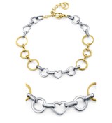 Pulsera Viceroy bicolor para mujer con diseño de corazones y círculos en acero dorado y plateado