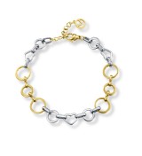 Pulsera Viceroy bicolor para mujer con diseño de corazones y círculos en acero dorado y plateado
