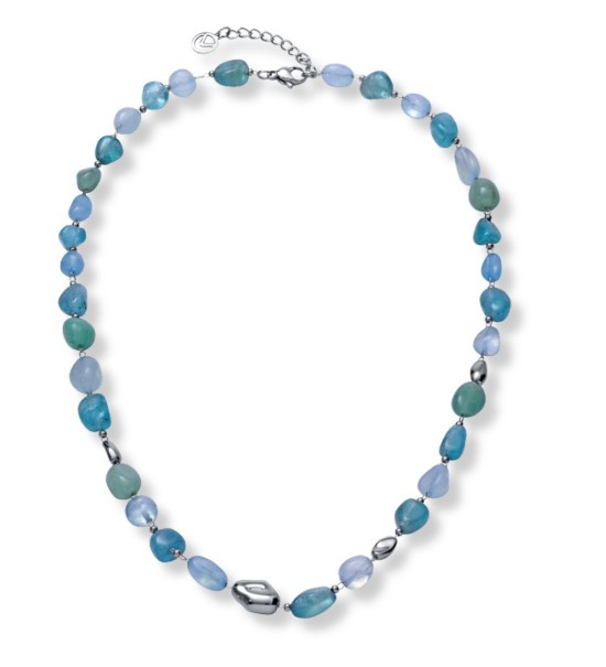 Collar Viceroy de mujer con acero y piedras naturales en tonos azules y verdes, elegante y versátil