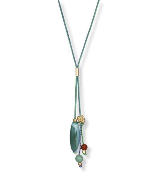 Collar largo Viceroy de acero con piedra verde y diseño ajustable moderno para mujer