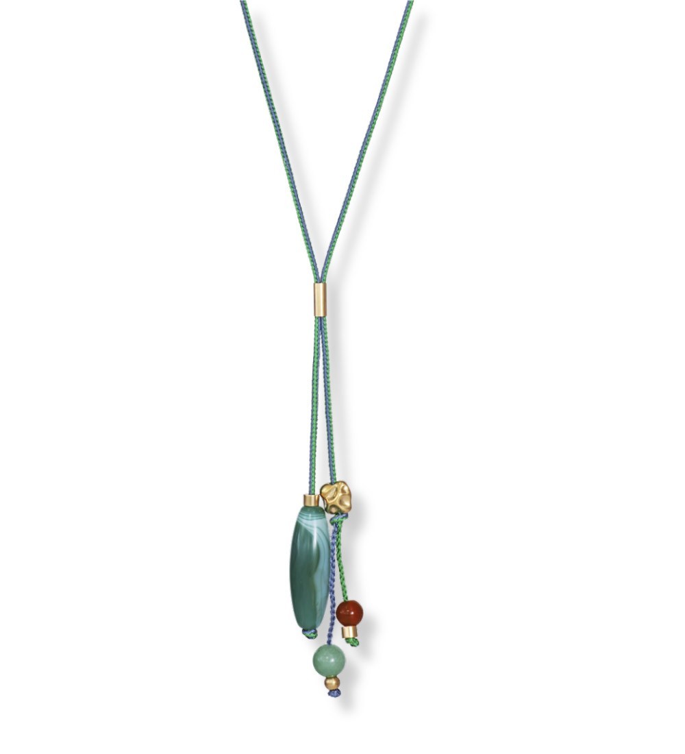 Collar largo Viceroy de acero con piedra verde y diseño ajustable moderno para mujer