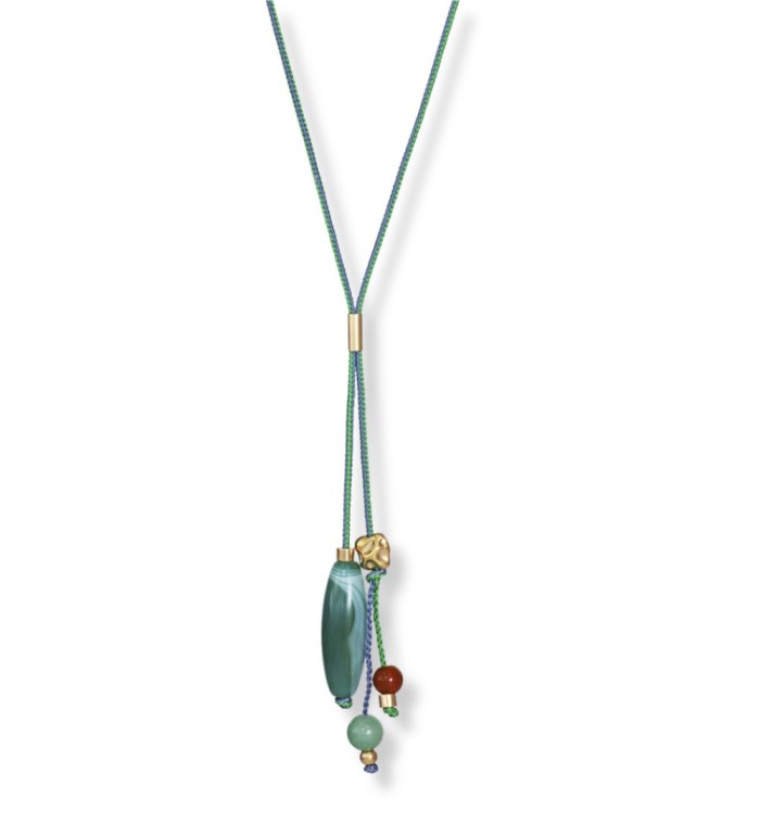 Collar largo Viceroy de acero con piedra verde y diseño ajustable moderno para mujer