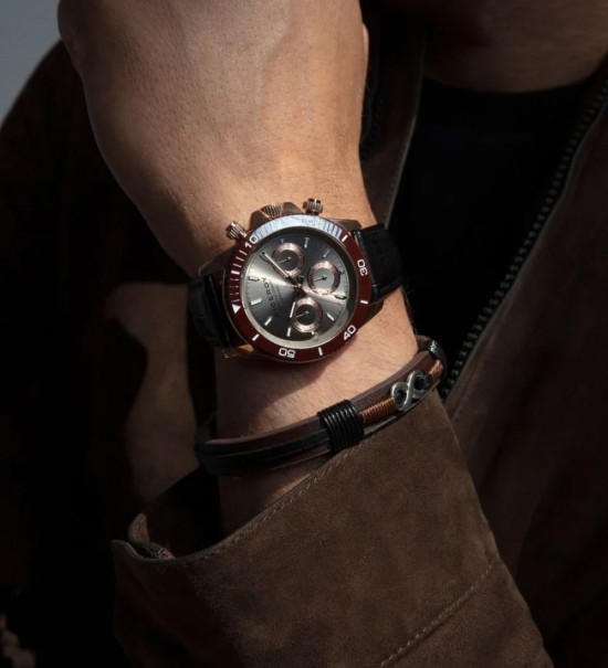 Pulsera Viceroy de acero y piel marrón con símbolo infinito para hombre