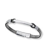 Pulsera Viceroy para hombre en acero y piel trenzada con placa lisa para grabado