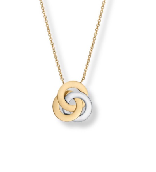 Colgante Viceroy de mujer con círculos entrelazados en acero bicolor dorado y plateado