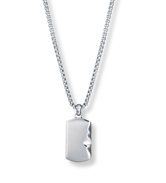 Collar Viceroy per home amb placa d’acer llisa, perfecte per gravar un missatge personal.