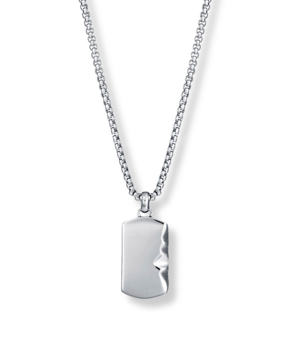 Collar Viceroy para hombre con placa de acero lisa, ideal para grabar un mensaje personalizado.