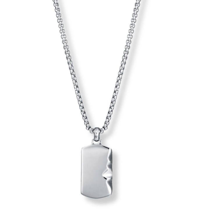 Collar Viceroy para hombre con placa de acero lisa, ideal para grabar un mensaje personalizado.