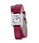 Reloj Lotus de mujer con caja cuadrada y correa de piel roja de doble vuelta