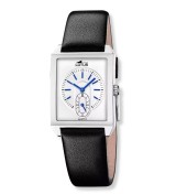 Reloj Lotus para hombre con caja cuadrada de acero y correa de piel negra elegante.
