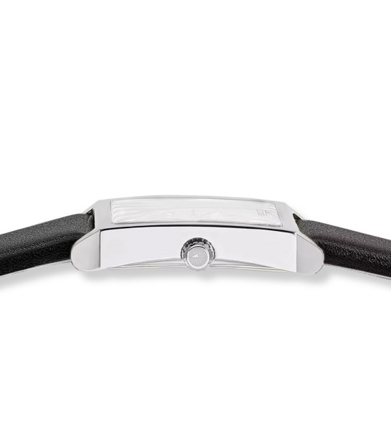 Reloj Lotus para hombre con caja cuadrada de acero y correa de piel negra elegante.