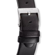 Reloj Lotus para hombre con caja cuadrada de acero y correa de piel negra elegante.