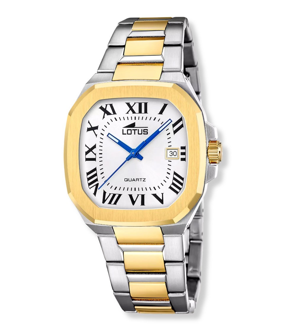 Reloj Lotus para hombre de acero bicolor con caja cuadrada elegante y cadena metálica ref. 19048/1