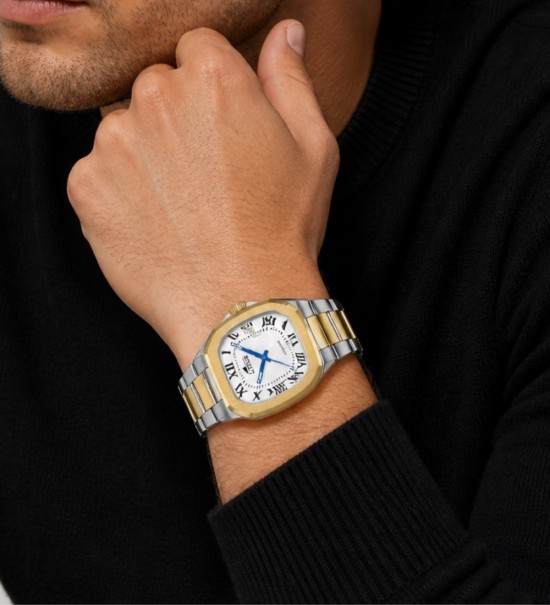 Reloj Lotus para hombre de acero bicolor con caja cuadrada elegante y cadena metálica ref. 19048/1