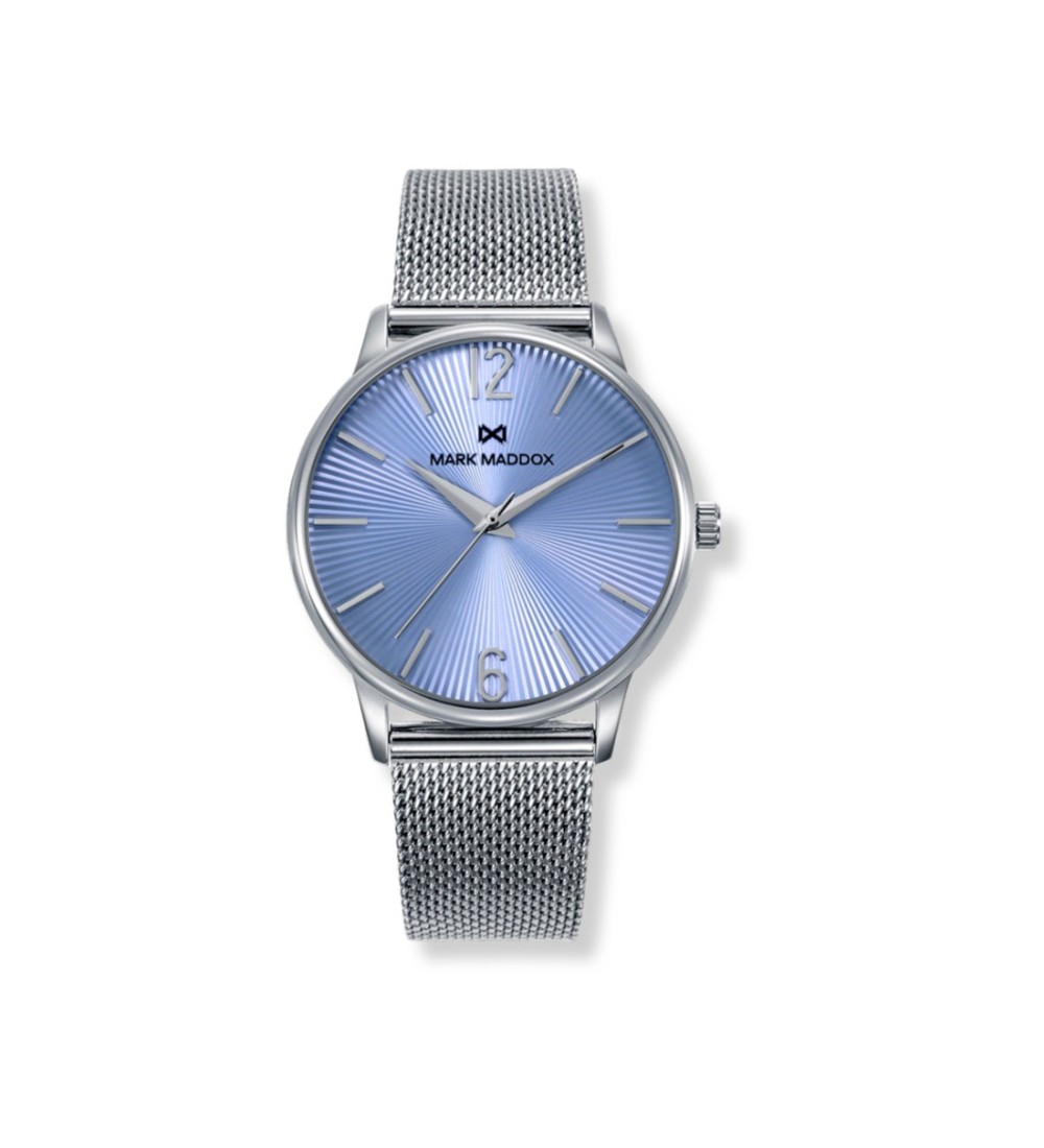 Rellotge Mark Maddox per dona amb esfera blava radiant i elegant cadena milanesa d’acer inoxidable.