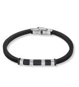 Pulsera Lotus Style de acero y caucho negro para hombre con diseño moderno y elegante ref. LS2538/2/4.