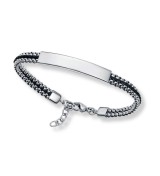 Pulsera Viceroy Jewels para hombre con placa grabable de acero y doble trenzado de nailon negro