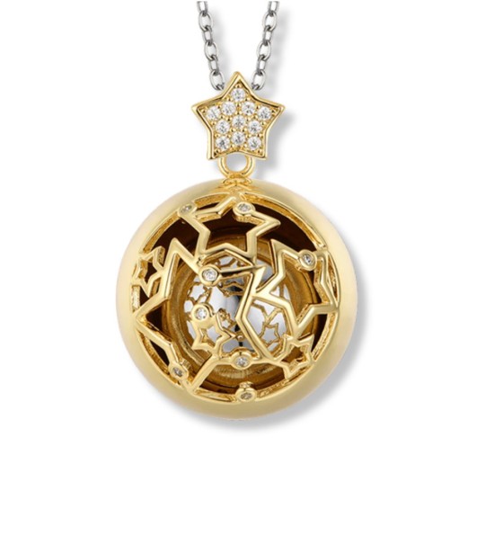 Collar llamador de ángeles de acero dorado con estrellas y cadena larga para mujer embarazada.