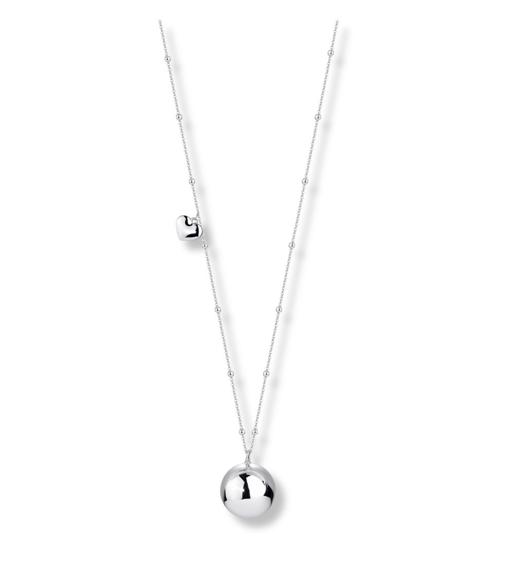 Collar llamador de ángeles de acero con corazón y cadena larga de 90+10 cm para mujer embarazada.