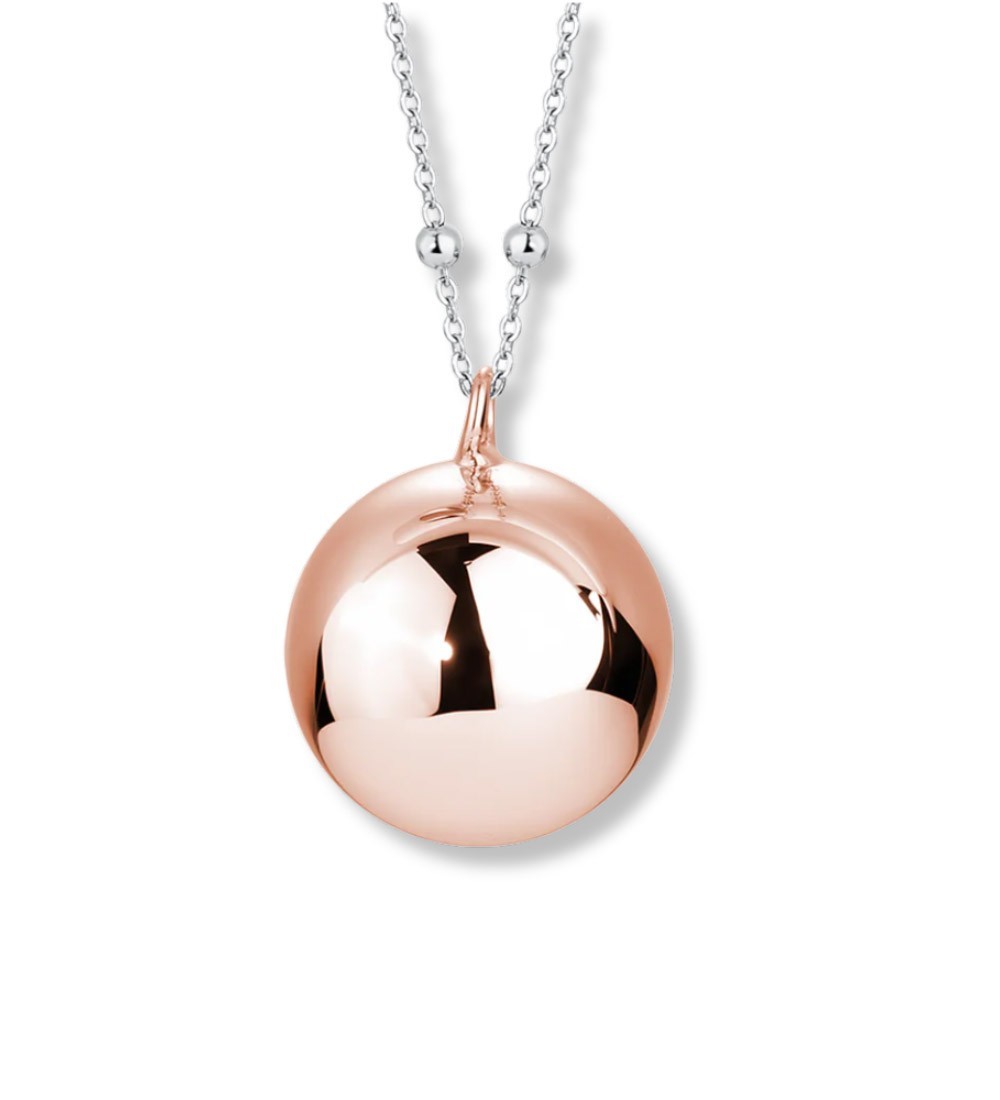 Collar llamador de ángeles de acero IP rosa con cadena larga para mujeres embarazadas.