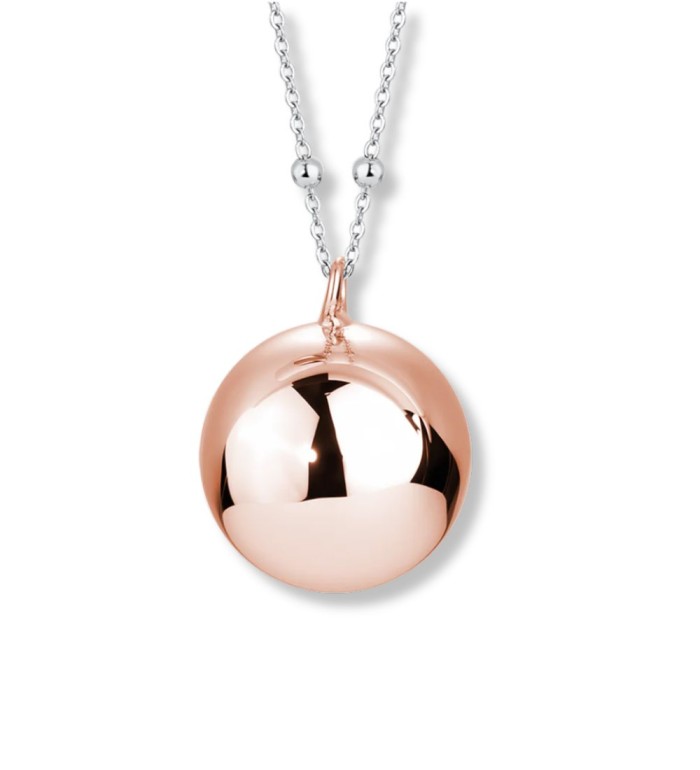Collar llamador de ángeles de acero IP rosa con cadena larga para mujeres embarazadas.