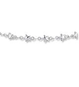 Tobillera de acero inoxidable con estrellas brillantes y diseño minimalista para mujer.