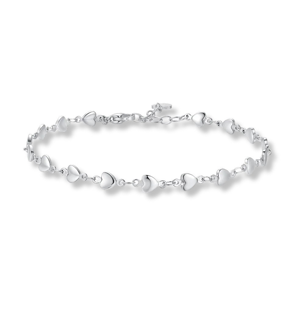Tobillera de acero inoxidable con pequeños corazones brillantes, un complemento femenino y elegante para cualquier ocasión.