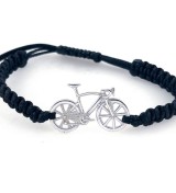 Pulsera bicicleta carretera plata ley macrame negro