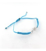 Pulsera bicicleta mountain bike plata macrame azul claro