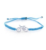 Pulsera bicicleta mountain bike plata macrame azul claro