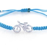 Pulsera bicicleta mountain bike plata macrame azul claro