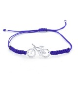 Pulsera bicicleta mountain bike plata ley macrame lila