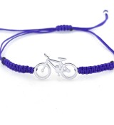 Pulsera bicicleta mountain bike plata ley macrame lila