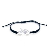 Pulsera bicicleta mountain bike plata ley macrame negro