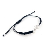 Pulsera bicicleta mountain bike plata ley macrame negro