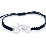 Pulsera bicicleta mountain bike plata ley macrame negro