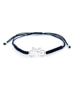 Pulsera bicicleta carretera plata ley macrame negro