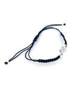 Pulsera bicicleta carretera plata ley macrame negro