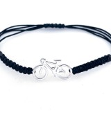 Pulsera bicicleta carretera plata ley macrame negro