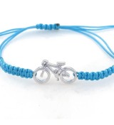 Pulsera bicicleta carretera plata ley macrame azul claro