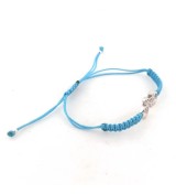Pulsera bicicleta carretera plata ley macrame azul claro